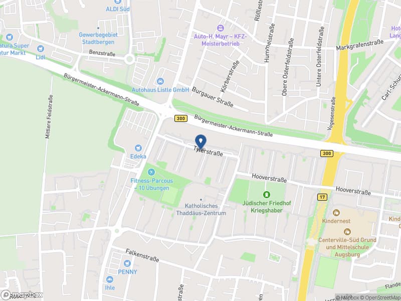 Location Map of Tylerstraße 9, Augsburg